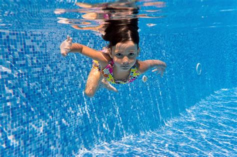 Little Kids Swimming in Pool Underwater. Stock Image - Image of family ...