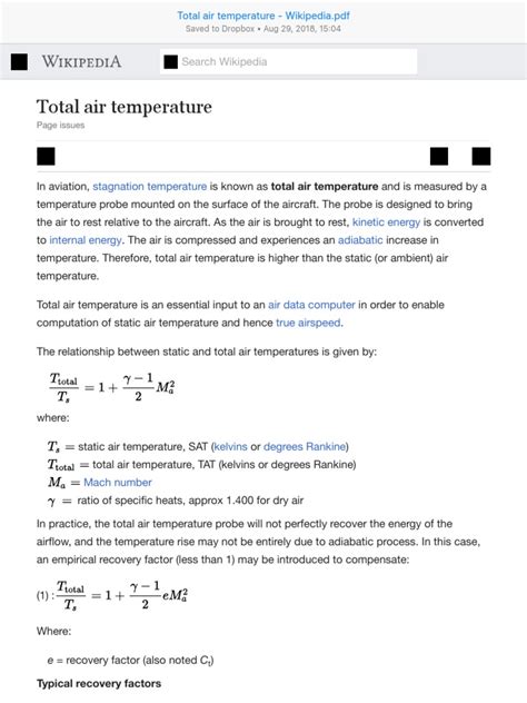 Total Air Temperature | PDF | Airspeed | Physics