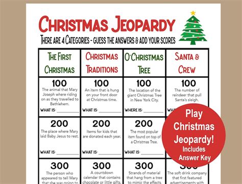 Christmas Trivia Game Christmas Jeopardy Christmas Seniors - Etsy