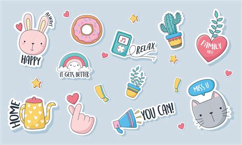 Cute Stickers Vector Art, Icons, and Graphics for Free Download