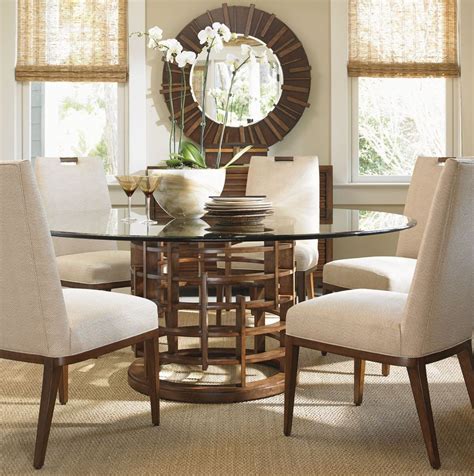 Island Fusion 60" Meridian Round Glass Dining Room Set from Tommy ...