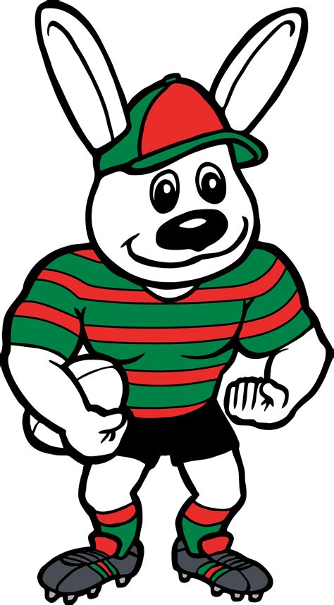 Rabbitohs Logo : The black and white image.