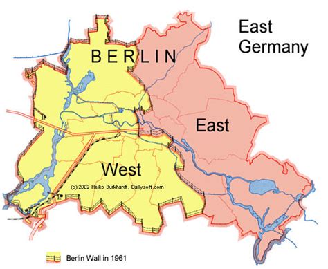 General Berlin city map with Berlin Wall in 1961