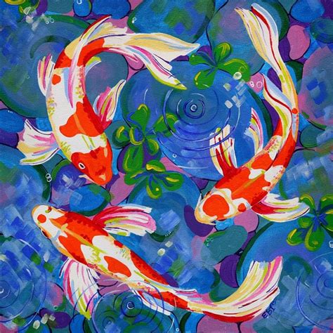 Koi Fish Art Print Brightly colored wall decor Koi Fish home | Etsy