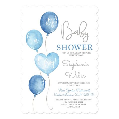 Blue Balloons Baby shower boy Invitation | Zazzle.com