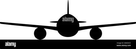 Charter airplane silhouette illustration. Jet front view Stock Vector ...