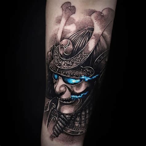 Japanese Samurai Tattoo Pop Of Color | Samurai tattoo design, Samurai ...