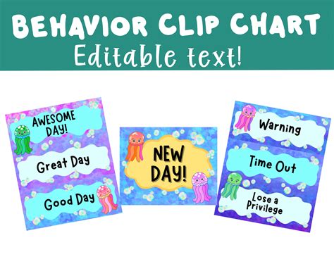 Classroom Behavior Chart, Printable Behavior Chart for Kids, Under the ...