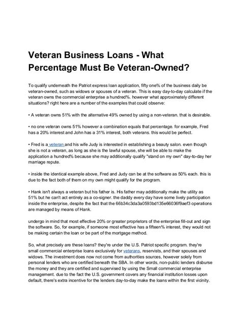 Veteran Business Loans - What Percentage Must Be Veteran-Owned?