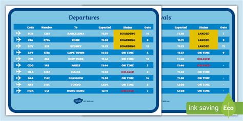 Airport Arrivals and Departures Screens (teacher made)