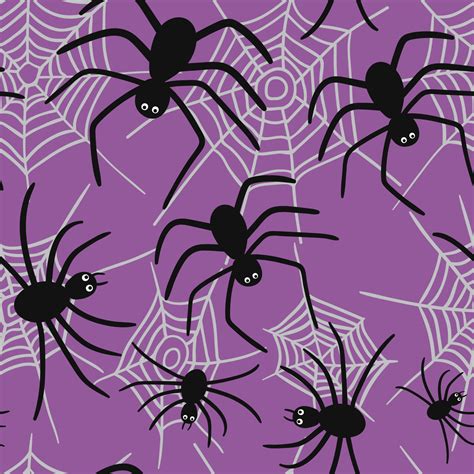 Spiders web seamless pattern. Vector spider isolated on purple ...