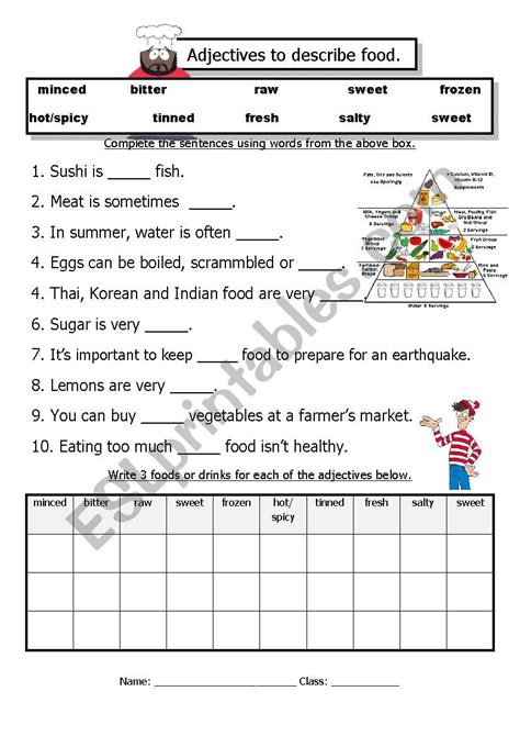 Food adjectives - ESL worksheet by wally104