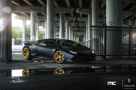 Beast Revealed: Black Huracan with LED Headlights and Gold Wheels ...