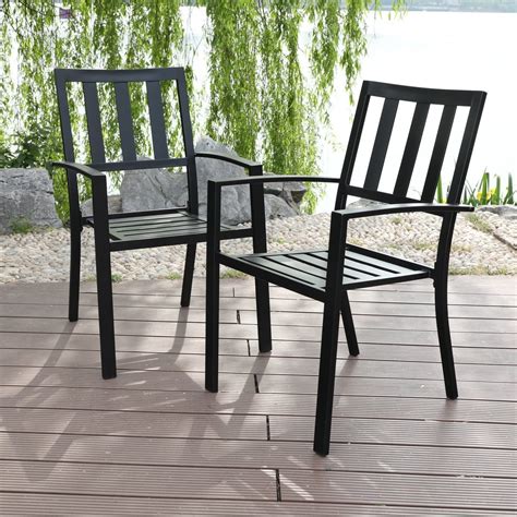 MF Studio Metal Patio Outdoor Dining Chairs Set of 2 Stackable Bistro ...