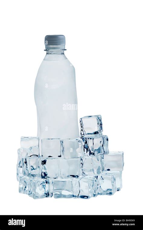 Healthy cold mineral water bottle with ice cubes Stock Photo - Alamy