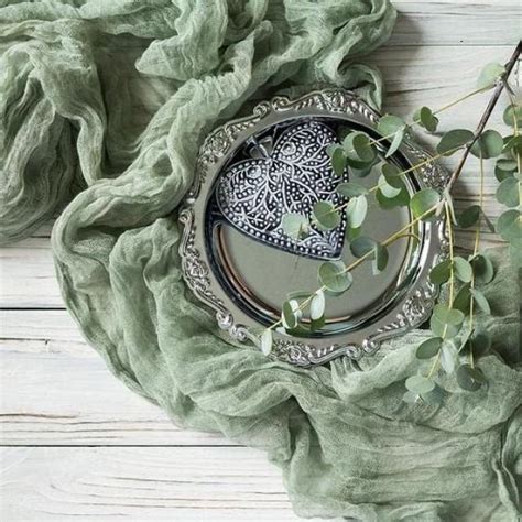 Sage Green Gauze Table Runner, Boho Wedding Decor, Sage Cheesecloth ...