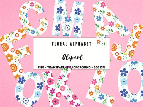 Alphabet Clipart Floral Alphabet Letters Clipart Alphabet - Etsy