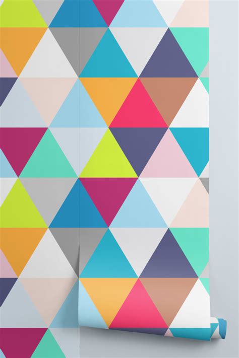 Multi-Colored Geometric Triangles Wallpaper Mural - Hovia - Hovia