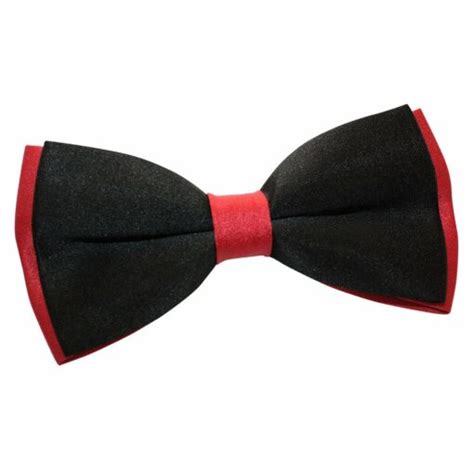 Men's Plain Black & Red Satin Bow Tie