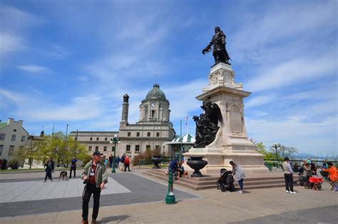 Statue of Samuel de Champlain in front of Chateau Frontenac Quebec City