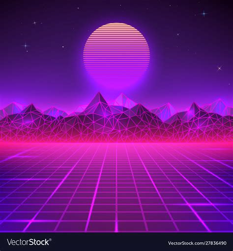 Retro landscape in purple colors futuristic Vector Image