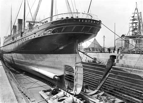 shipsofyore: “The White Star liner RMS Teutonic (1889) in the drydock ...