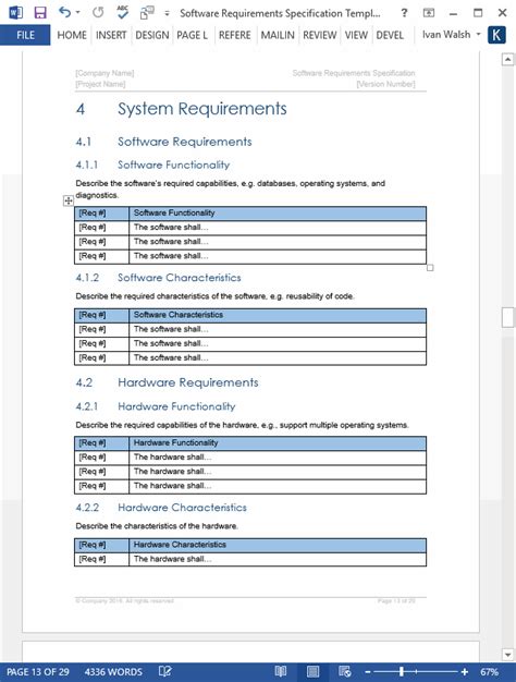 Software Requirements Specification Template - Technical Writing Tips