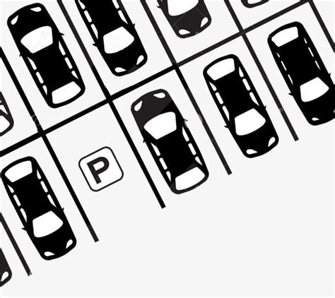 Flat Black and White Illustration Parking Lot