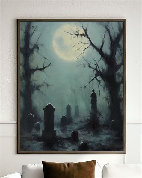 Haunted Graveyard, Dark, Digital Art, Printable, Graveyard, Haunted ...