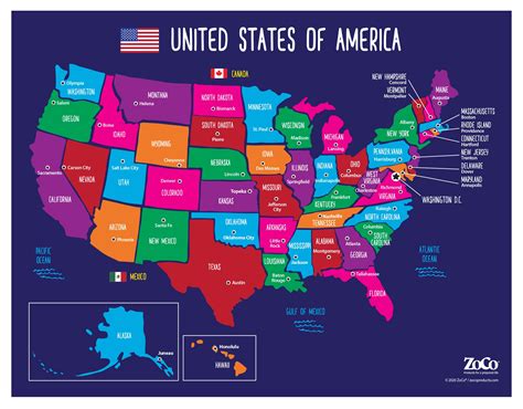 Buy of USA States and Capitals - Laminated, 17 x 22 inches - Colorful ...