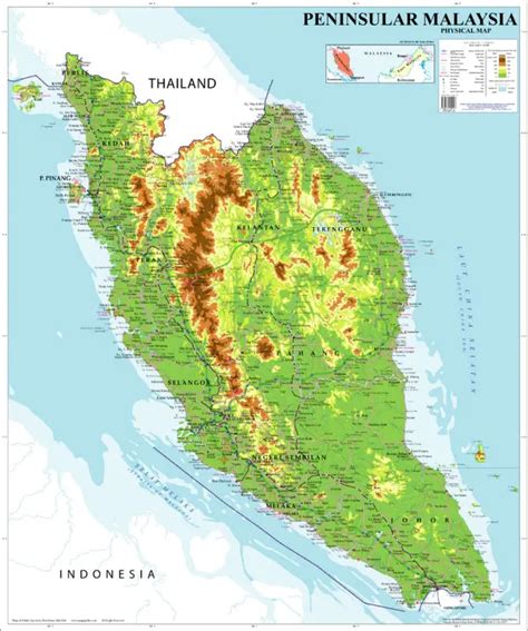 Malaysia Physical Map By Mapscom From Mapscom Worlds Largest Map Images