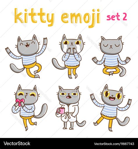 Kitty emoji set 2 Royalty Free Vector Image - VectorStock