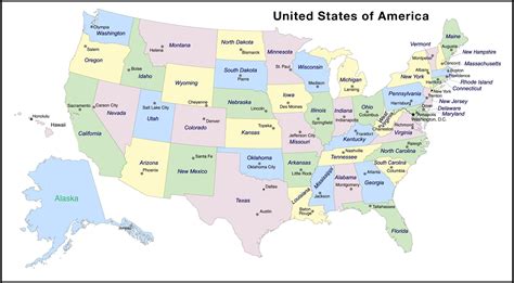 United States Map Labeled With States And Capitals