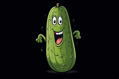 Premium Photo | Retro style cartoon pickle on a black background