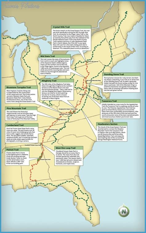 Appalachian Hiking Trail Map - TravelsFinders.Com