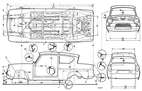 Ford Anglia 105E Blueprint - Download free blueprint for 3D modeling