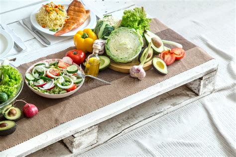 Organic Healthy Food On The Dining Table Stock Image Image Of Greens