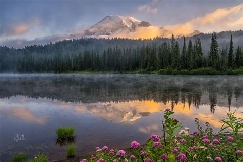 ***Sunrise at the Reflection Lake (Mt. Rainier, Washington) by Lydia ...