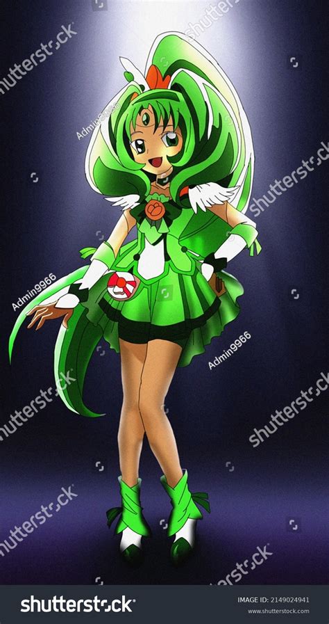 Anime Girl Green Dress Digital Art Stock Illustration 2149024941 ...