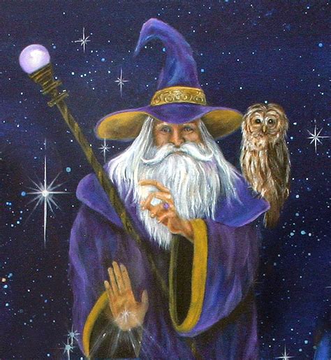 Magical Merlin Wizard and Owl Art Print Wall Art, Home Decor, Magic ...