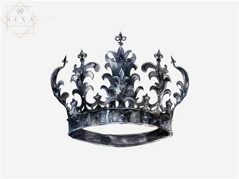 Black Crown Clipart, Crown Clipart, Royal Crown, Mixed Media, Pngs ...