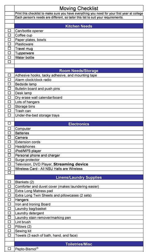 Moving in checklist - aolader