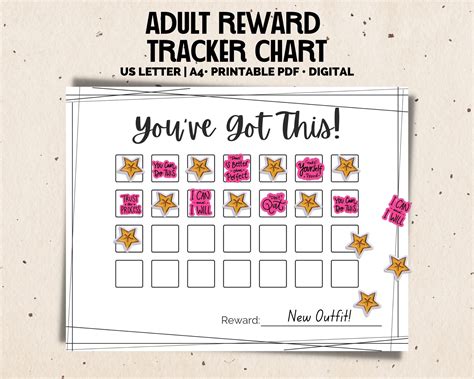 Adult Rewards Chart 4 Week Reward Chart Sticker Chart Routine Chart ...