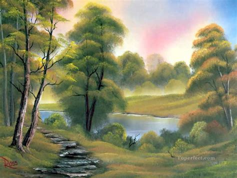 Lake in Spring Bob Ross Landscape Painting in Oil for Sale