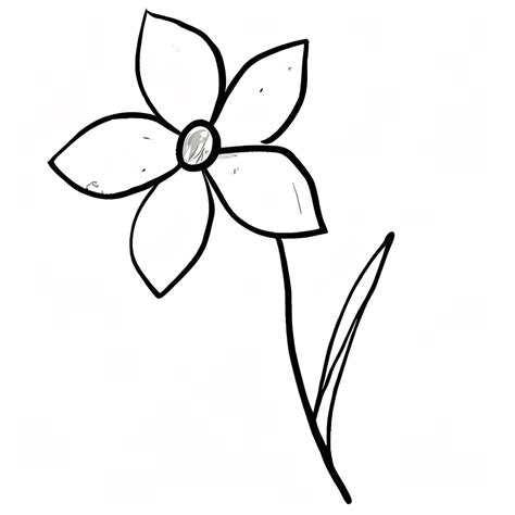 Flower Drawing for Kids Black and White Digital Graphic · Creative Fabrica