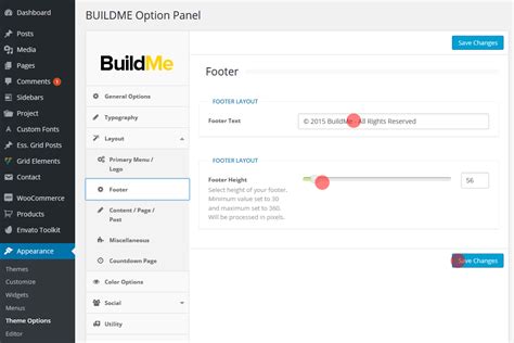 Footer Layout Customization – BuildMe – Documentation