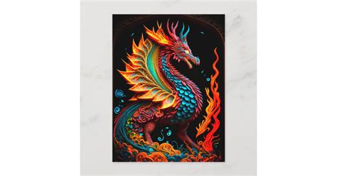 Fire Dragon Castle Fantasy Art Mythical Creatures Postcard | Zazzle