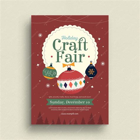 Premium PSD | Holiday christmas craft fair flyer_red