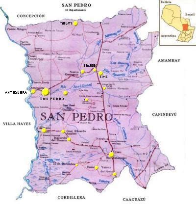 San Pedro Department Map, Paraguay