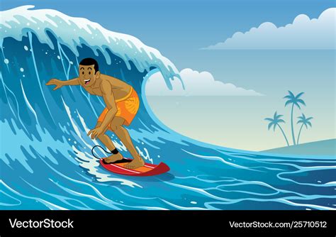 Surfer playing surfing on waves Royalty Free Vector Image